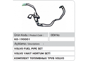 31293502 31216155 Volvo V50 C30 S40 S80 V70 Yakıt Hortum Seti
